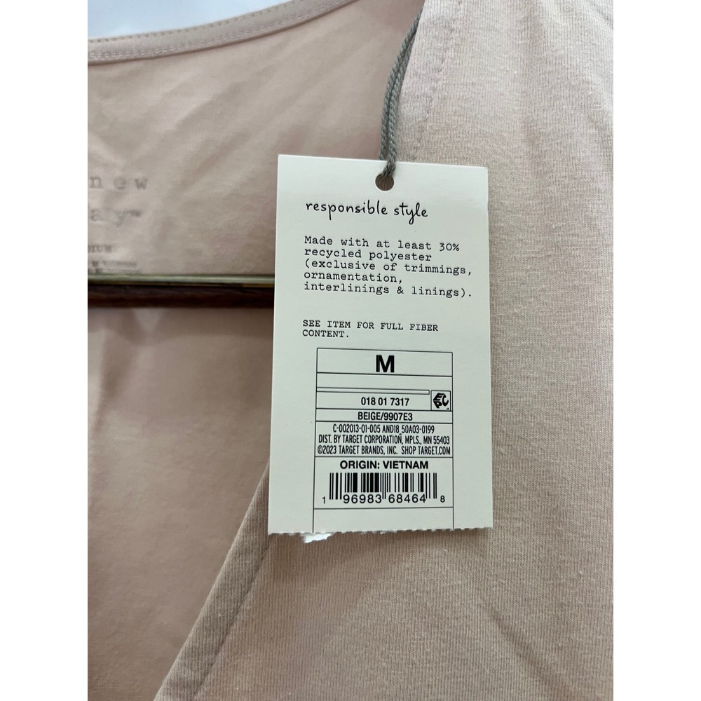 A New Day Bodysuit Women Medium Beige New Sleeveless V-Neck Snap Closure - Picture 6 of 7